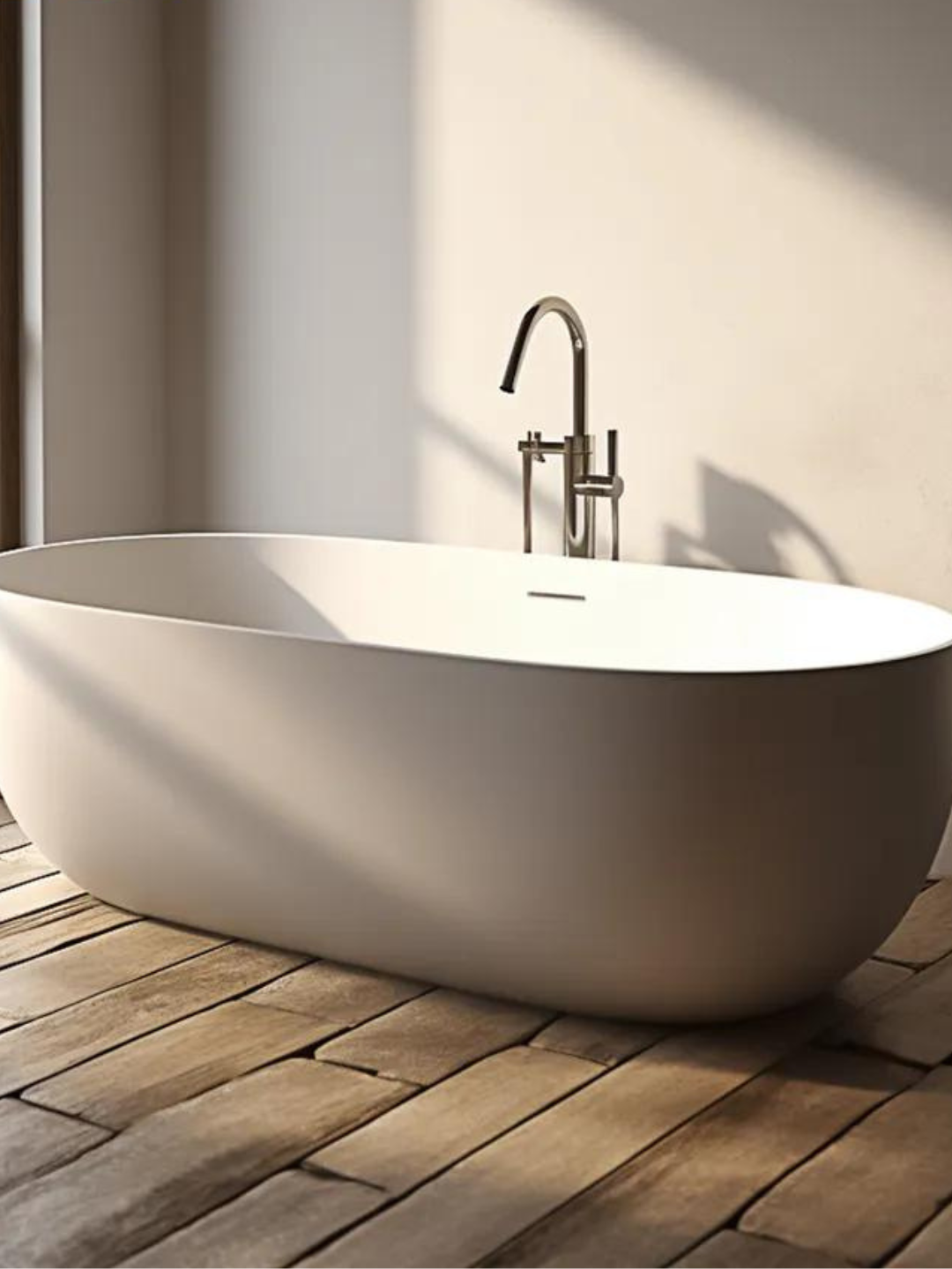 White Pure Acrylic Solid Surface Freestanding Bathtub