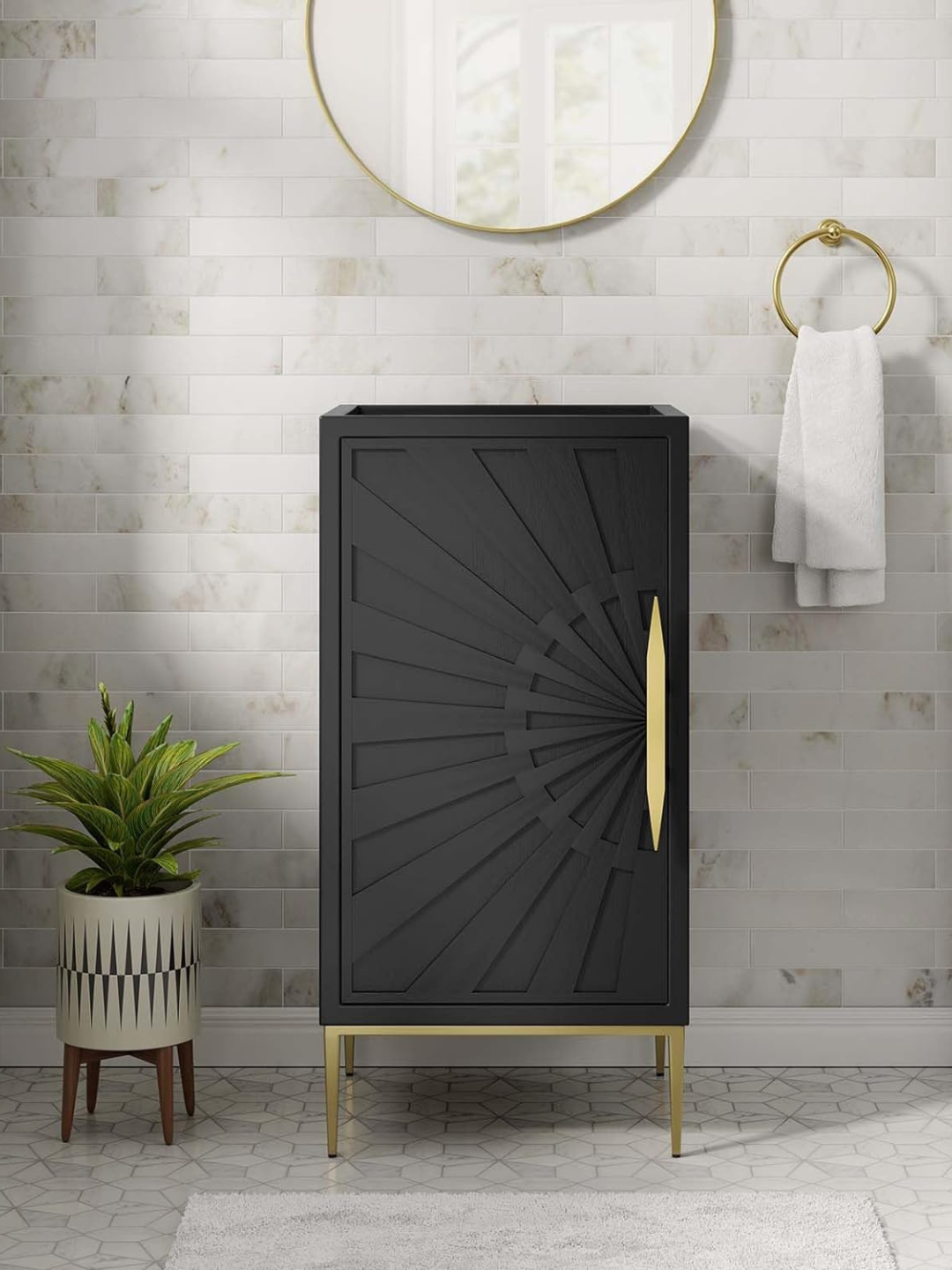 Modway Black 18" Bathroom Vanity Cabinet Sink Basin Not Included